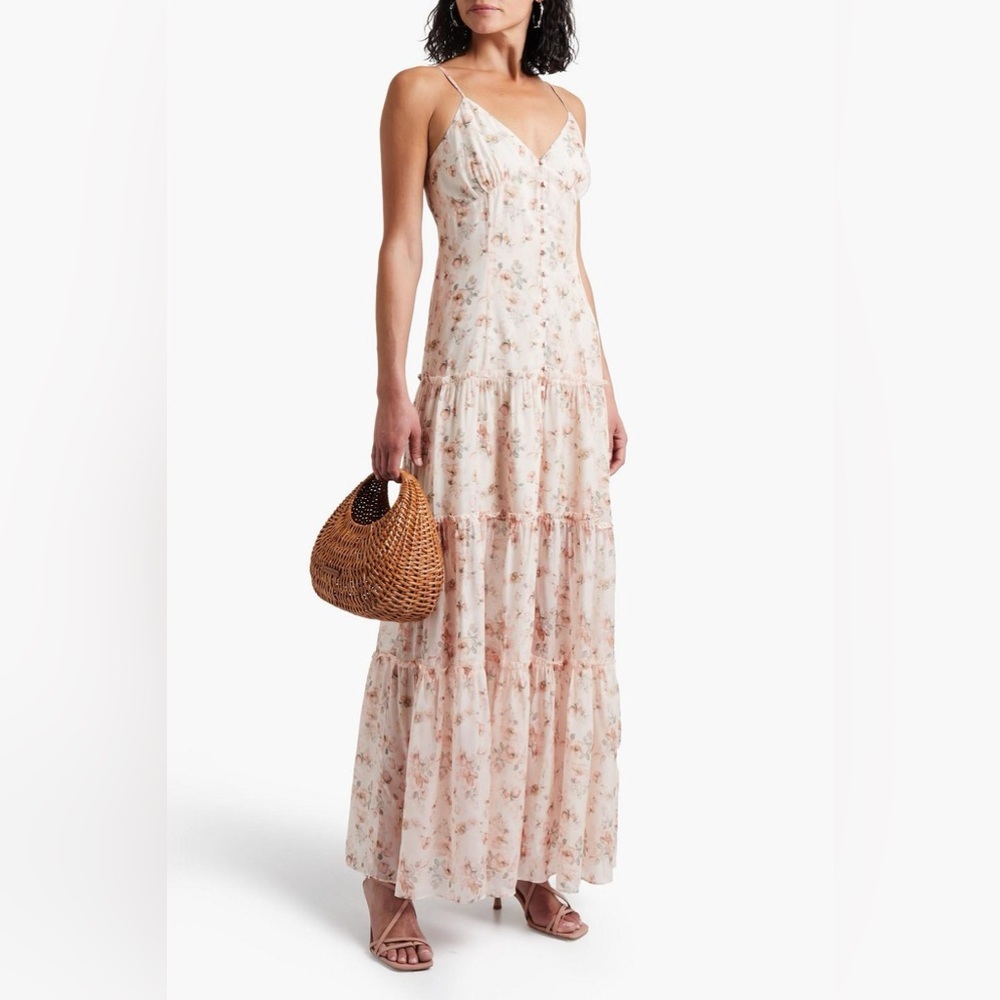 NWT Cami NYC Naria pink floral tiered maxi dress